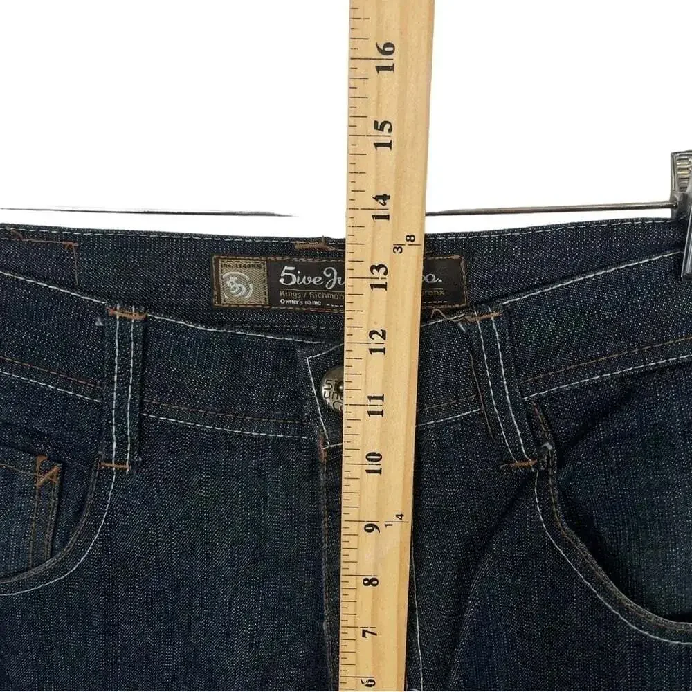 Streetwear Jeans 5ive Jungle High Rise Dark Wash Denim Straight Leg Structured